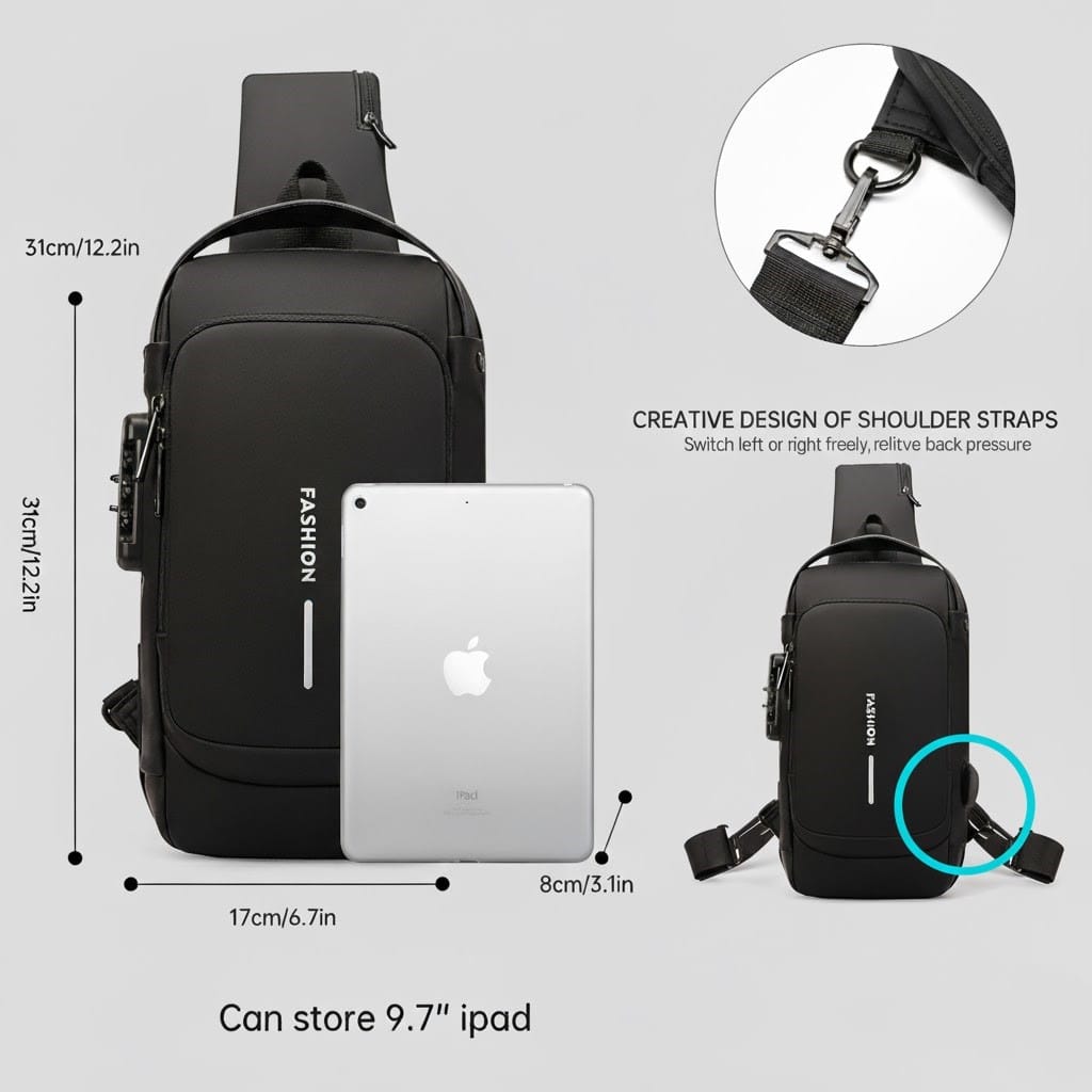 Shoulder Bag Multifunction Anti Theft USB Messenger Pack Man - women Crossbody Cross Body Travel Sling Chest Bags Pack - Image 4