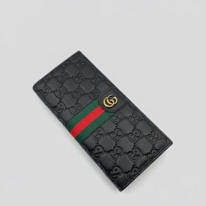 Gucci Long Wallet For Men Cow Leather Black.