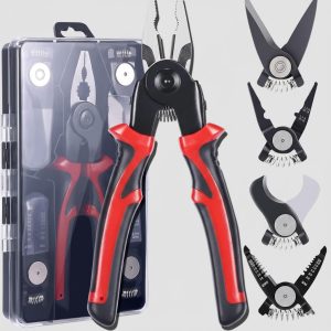 5 in 1 multifunctional Pliers Tool Kit With 5 Interchangeable Heads Special For Electricians Pliers,Cable Cutting,Wire Stripping,Crimping Tools,Sheet Metal Shear etc