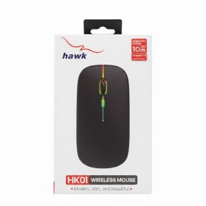 HAWK HK01 Dual Mode 2.5Ghz RGB Wireless Bluetooth Rechargable Silent Click Mouse For Laptop PC.