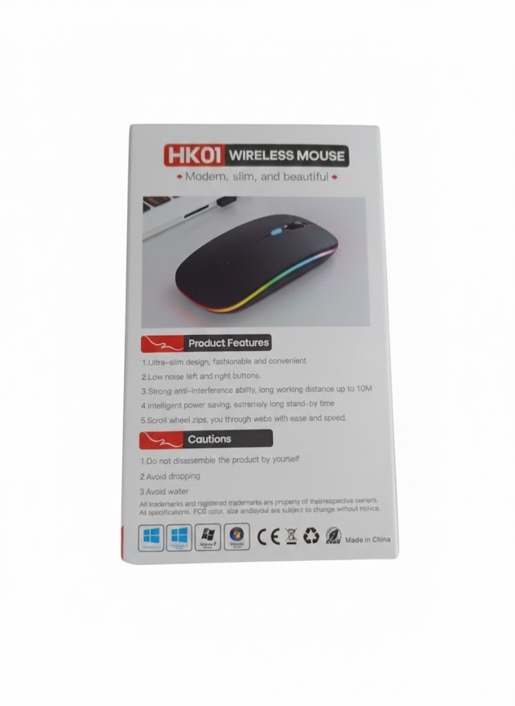 HAWK HK01 Dual Mode 2.5Ghz RGB Wireless Bluetooth Rechargable Silent Click Mouse For Laptop PC. - Image 2