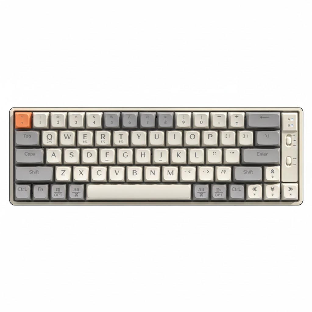 Langtu GK65 Tri-Mode Wireless Mechanical Gaming Keyboard, Bluetooth/2.4GHz/USB-C - Hot-Swappable Gold Switches (Milk White).