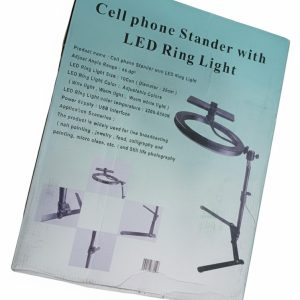 Alternative view of Cell Phone Stand with LED Ring Light.