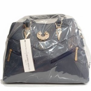 Premium Navy Blue Handbag with Gold Accents
