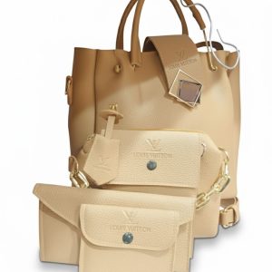 LV-Inspired Luxury 5-Piece Handbag Set – Classic Beige / Camel.