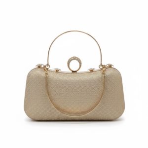 Luxury Crystal-Ring Evening Clutch – Rose Gold.
