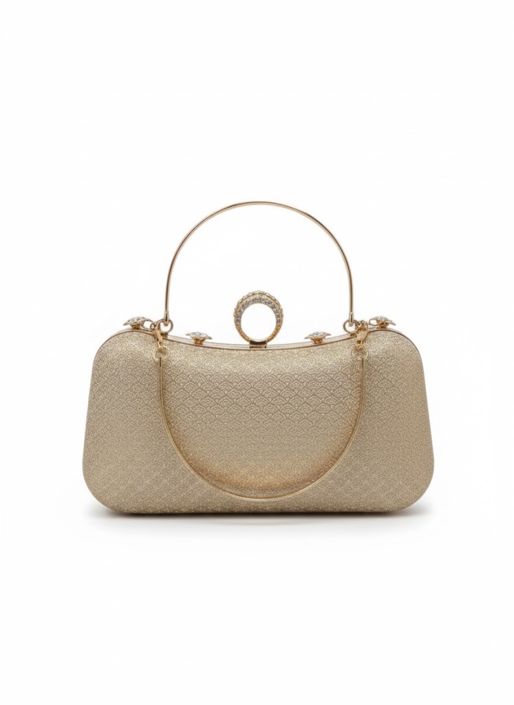 Luxury Crystal-Ring Evening Clutch – Rose Gold.