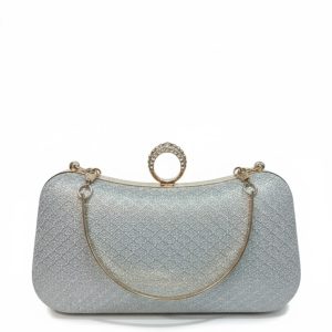 Luxury Crystal-Ring Evening Clutch – Silver Diamond Shine.