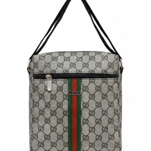 Gucci Inspired GG Supreme Web Messenger Bag – Crossbody Silver.