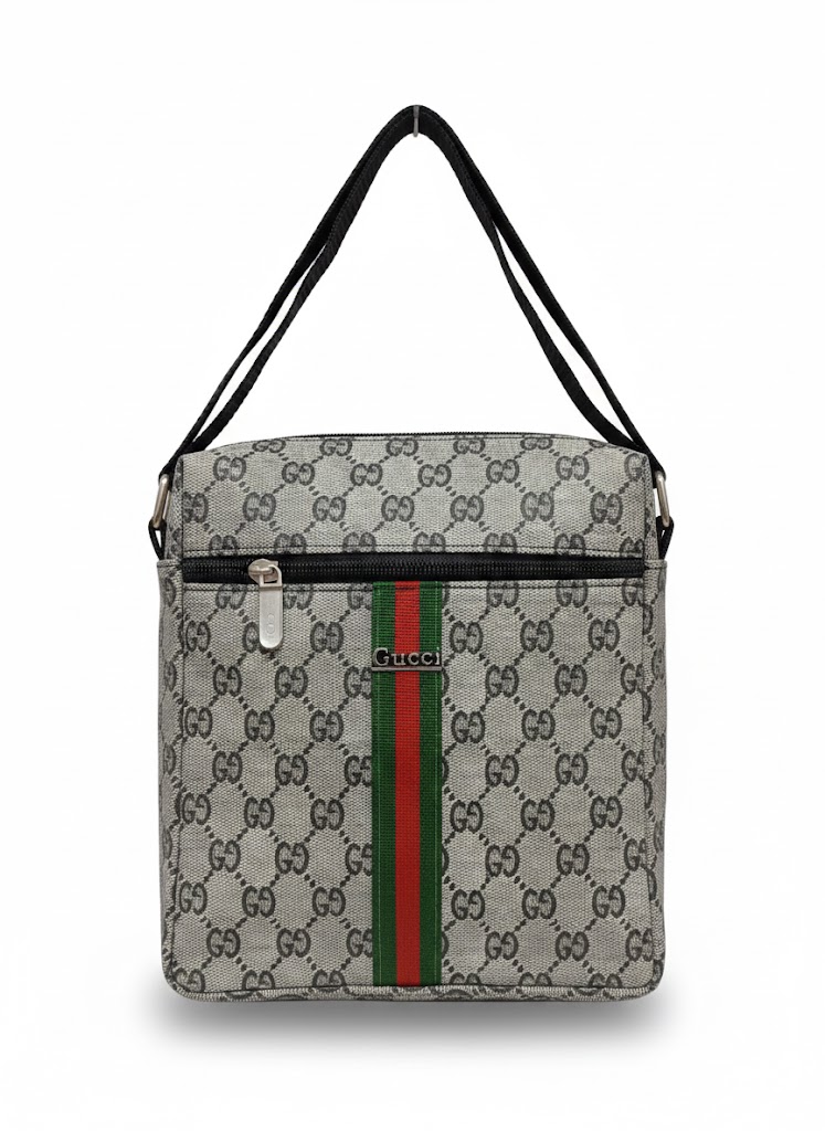 Gucci Inspired GG Supreme Web Messenger Bag – Crossbody Silver.