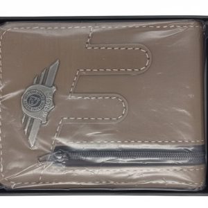 Alternative view of Balesi Luxury Men's Genuine Leather Zipper Wallet with 3D Winged Metal Emblem & Coin Pocket – Premium Gift Box Edition (Taupe Brown).