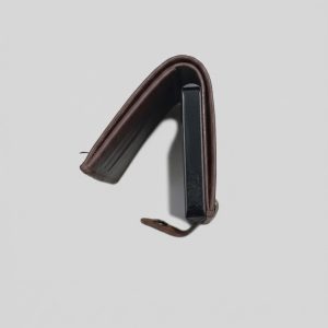 Alternative view of SAVEFOX® Luxury RFID-Blocking Aluminum Card Holder Wallet with Genuine Leather Cover – Pop-Up Card Ejector & Snap Closure (Vintage Brown).