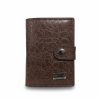SAVEFOX® Luxury RFID-Blocking Aluminum Card Holder Wallet with Genuine Leather Cover – Pop-Up Card Ejector & Snap Closure (Vintage Brown).