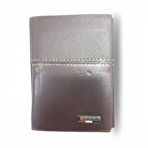 Baellerry Compact Tri-Fold Leather Wallet – Coffee Brown.