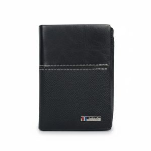 Baellerry Compact Tri-Fold Leather Wallet – Black.