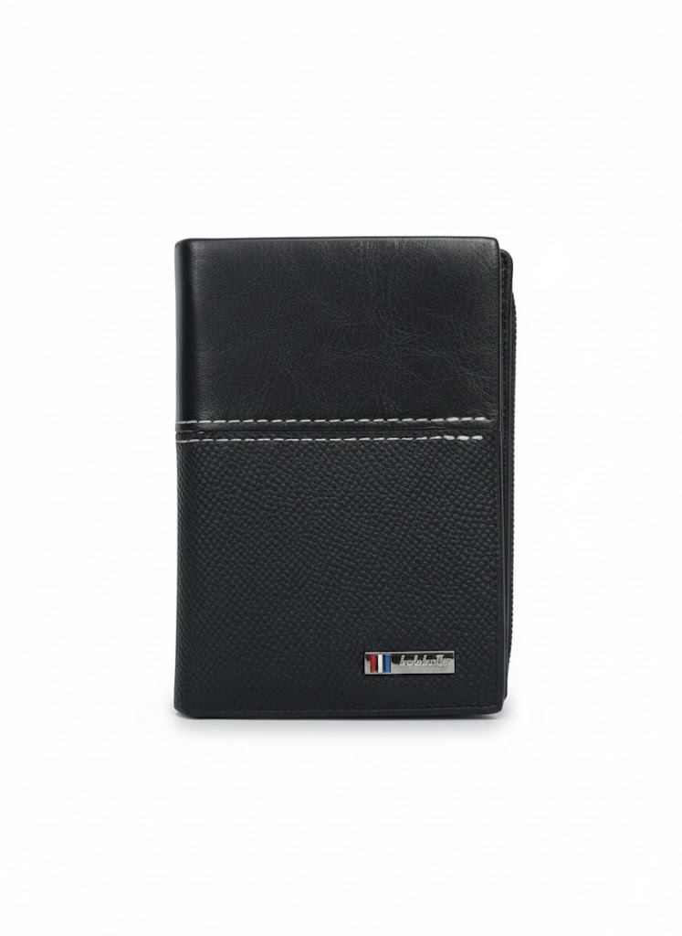 Baellerry Compact Tri-Fold Leather Wallet – Black.