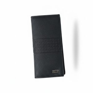 SAVEFOX Men's Luxury Long Leather Wallet – RFID Blocking, Embossed Geometric Pattern & Zippered Coin Pocket .