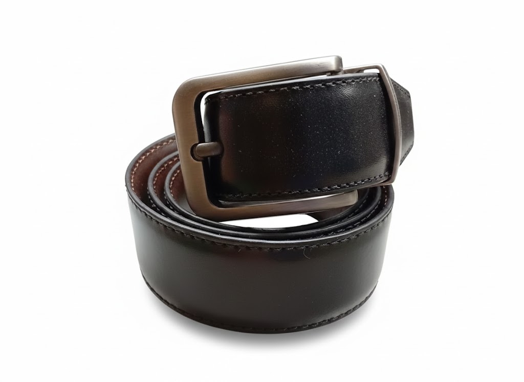 Premium Reversible Leather Dress Belt – Black & Brown.