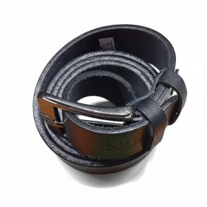 Alternative view of NLH Men's Premium Genuine Leather Belt with Embossed Logo & Modern Gunmetal Pin Buckle – Classic Black.