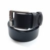 NLH Men's Premium Genuine Leather Belt with Embossed Logo & Modern Gunmetal Pin Buckle – Classic Black.