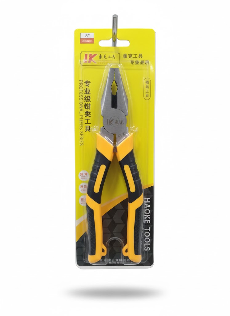 Haoke 8 Inch Combination Pliers – Heavy Duty Multipurpose Hand Tool for Electrical, Mechanical & DIY Use | Non-Slip Rubber Grip | Stainless Steel Cutter – Professional Grade Plier (200mm)".