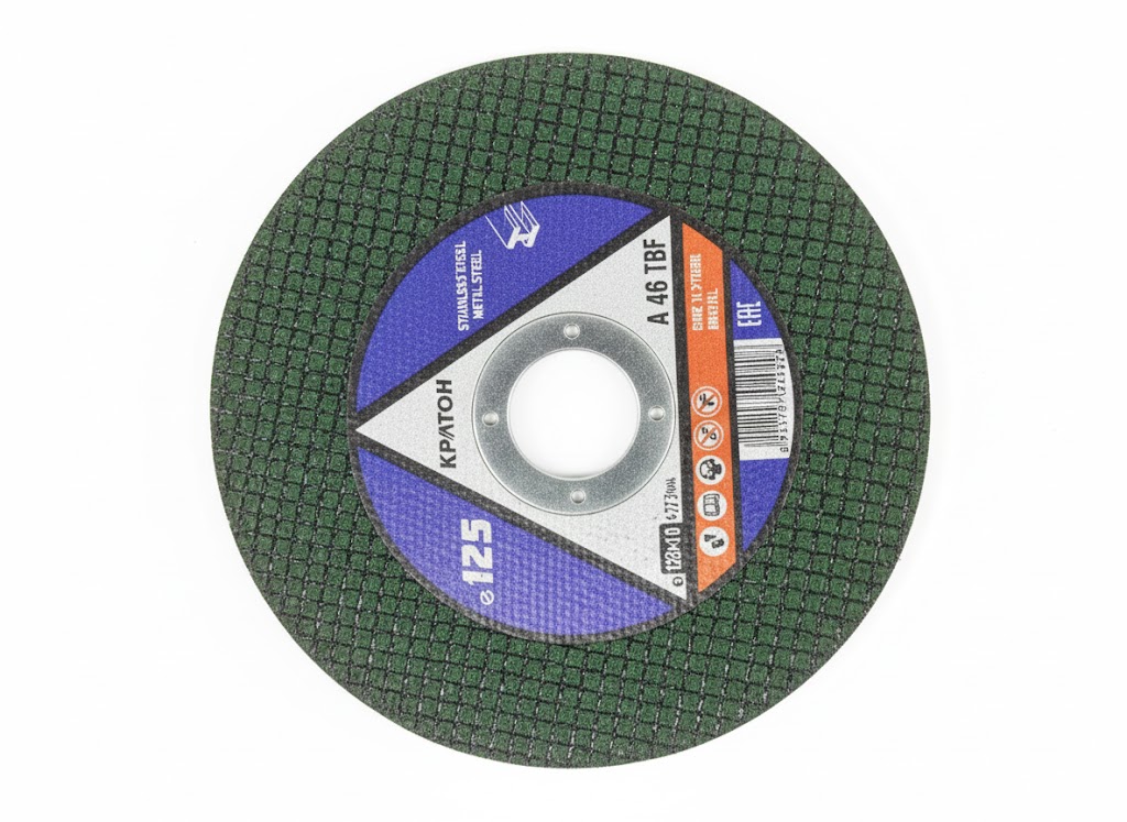 KRATON 125 x 1.0 mm cut-off disc. It is designed for use with angle grinders to cut stainless steel and other metals.