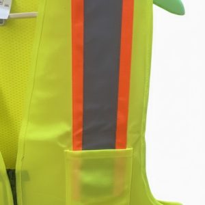 Alternative view of Orange Safety Vest with Grey Reflective Strap 4 Pockets.