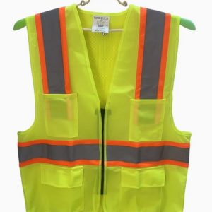 Orange Safety Vest with Grey Reflective Strap 4 Pockets.