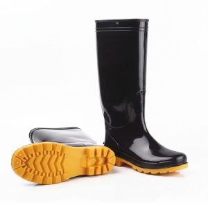 Alternative view of Long Rubber Safety Boots |  Men's Industrial Rubber Safety Boots – Waterproof, Anti-Slip, Durable Work Shoes with Yellow Sole – Black – Heavy Duty for Use