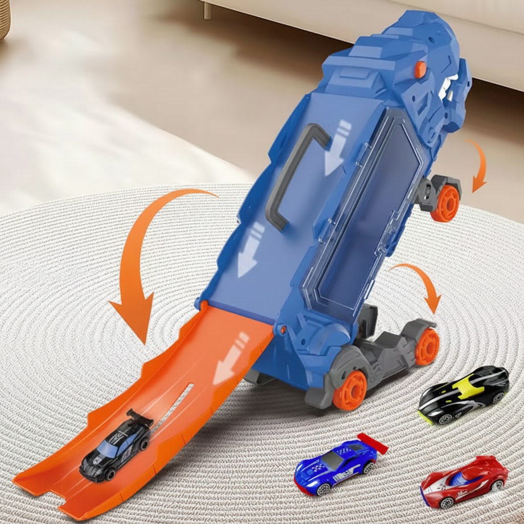 Transport Dinosaur Truck with 4 Mini Cars Kids Carrier Vehicles Toys Set Tyrannosaurus Rex Transport Toys Cars and Trucks. - Image 4