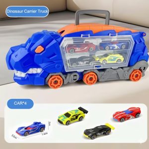 Alternative view of Transport Dinosaur Truck with 4 Mini Cars Kids Carrier Vehicles Toys Set Tyrannosaurus Rex Transport Toys Cars and Trucks.