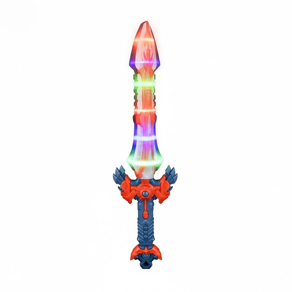 Flash Tornado Sword Assorted Sword Glow Toys Gorgeous Sword Events Festival Summer Festival Autumn Festival Feasts Prizes Light Up Festival Toys Fight Pretend Play Red.