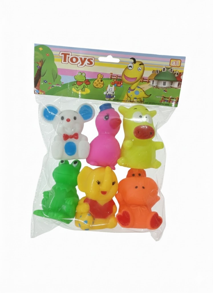 Pack of 6 pcs Premium Soft Rubber Animal for baby, Bath Toys.