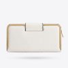 Premium White Women Long Wallet with Gold Frame
